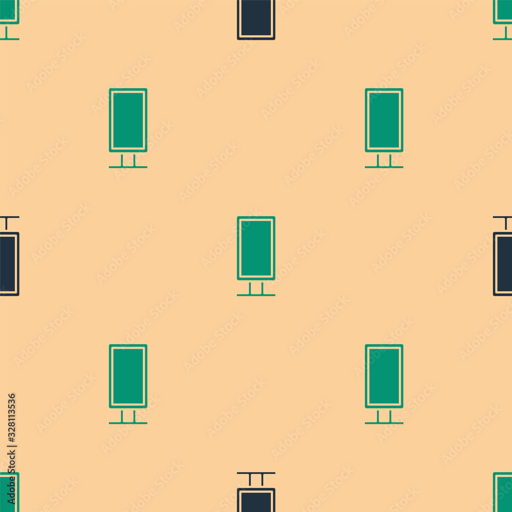 Green and black Big full length mirror for bedroom, shops, backstage icon isolated seamless pattern 