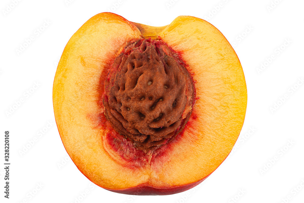 Ripe nectarine fruit on white