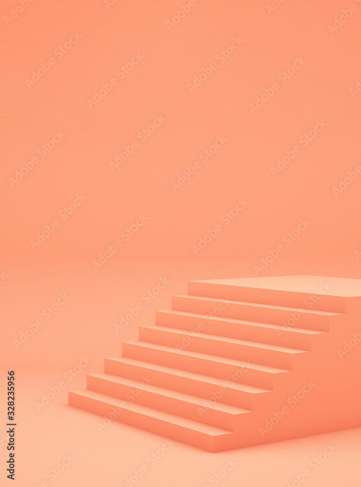 Geometric figures display on pink background,3d rendering ,3d illustration