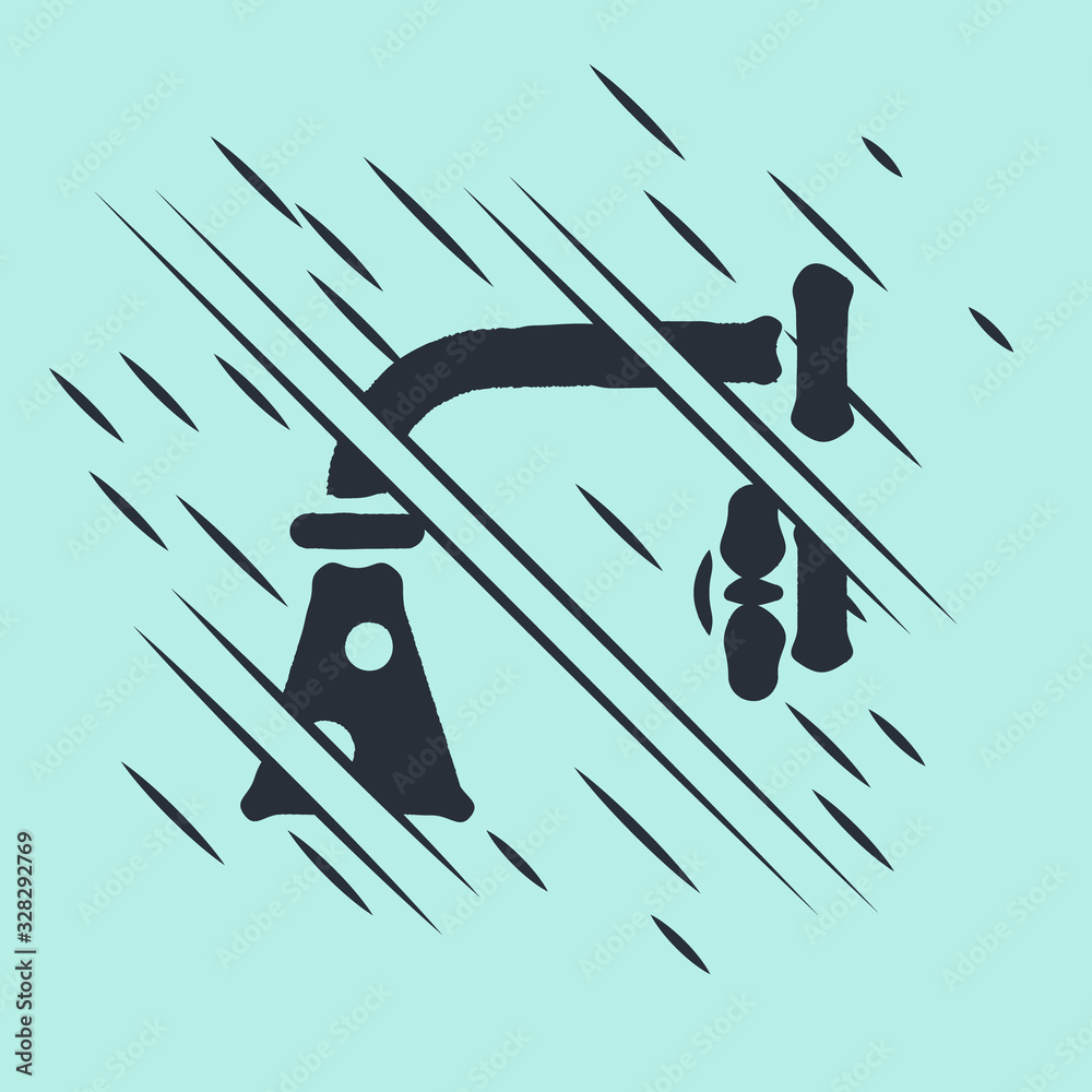 Black Water tap icon isolated on green background. Glitch style. Vector Illustration