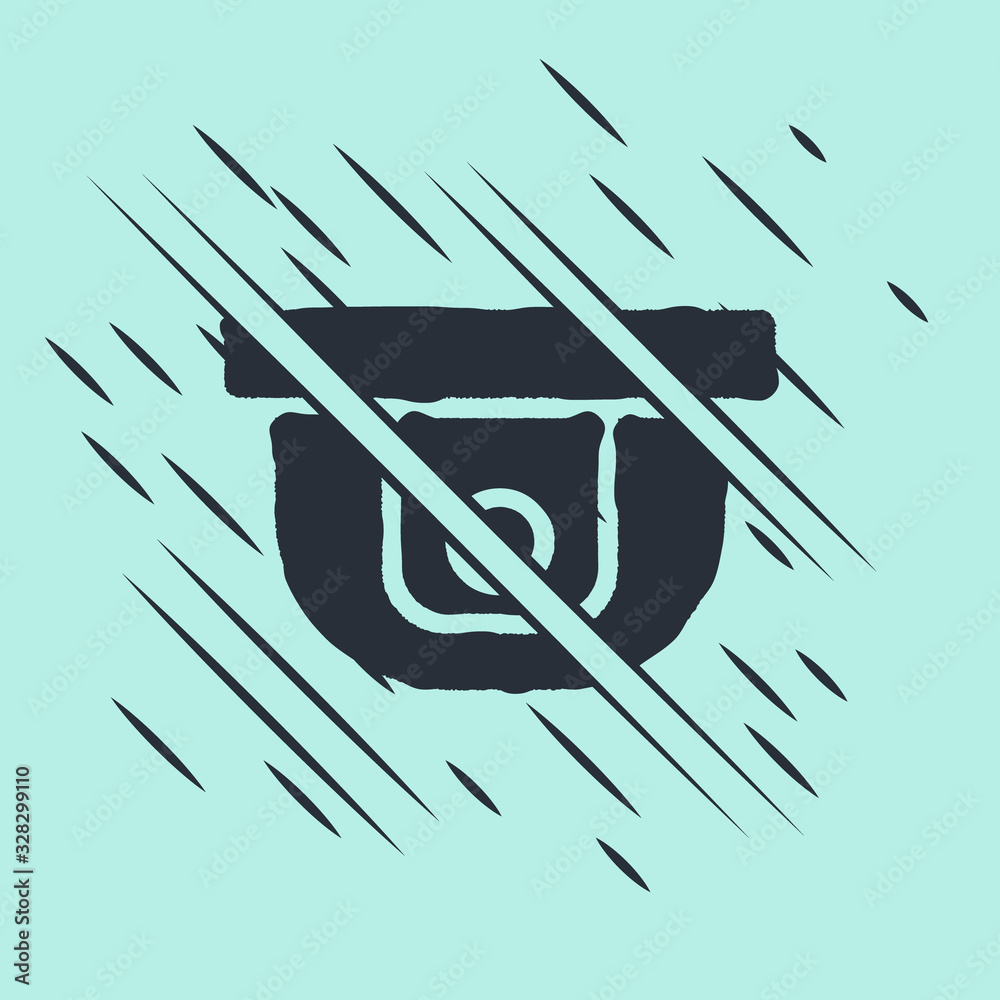 Black Motion sensor icon isolated on green background. Glitch style. Vector Illustration