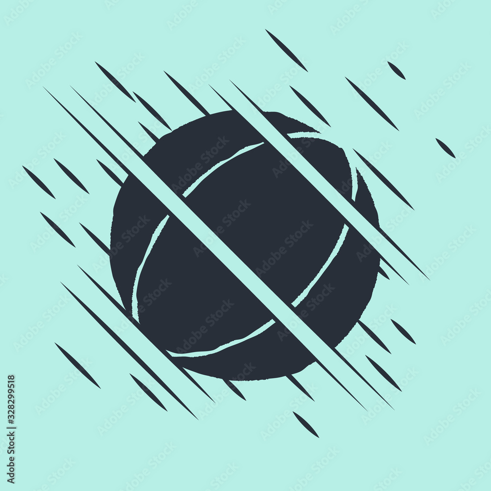 Black Beach ball icon isolated on green background. Glitch style. Vector Illustration