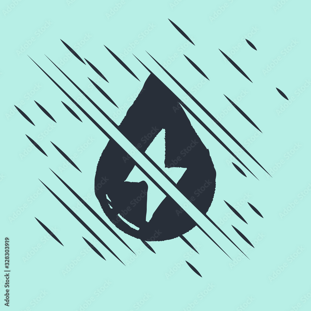 Black Water energy icon isolated on green background. Ecology concept with water droplet. Alternativ