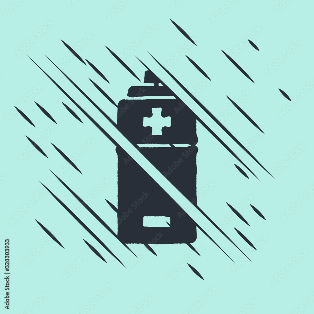 Black Battery icon isolated on green background. Lightning bolt symbol. Glitch style. Vector Illustr