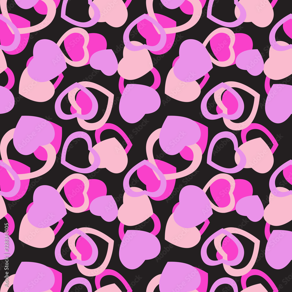 Abstract Love Heart Seamless Pattern Background. Vector Illustration