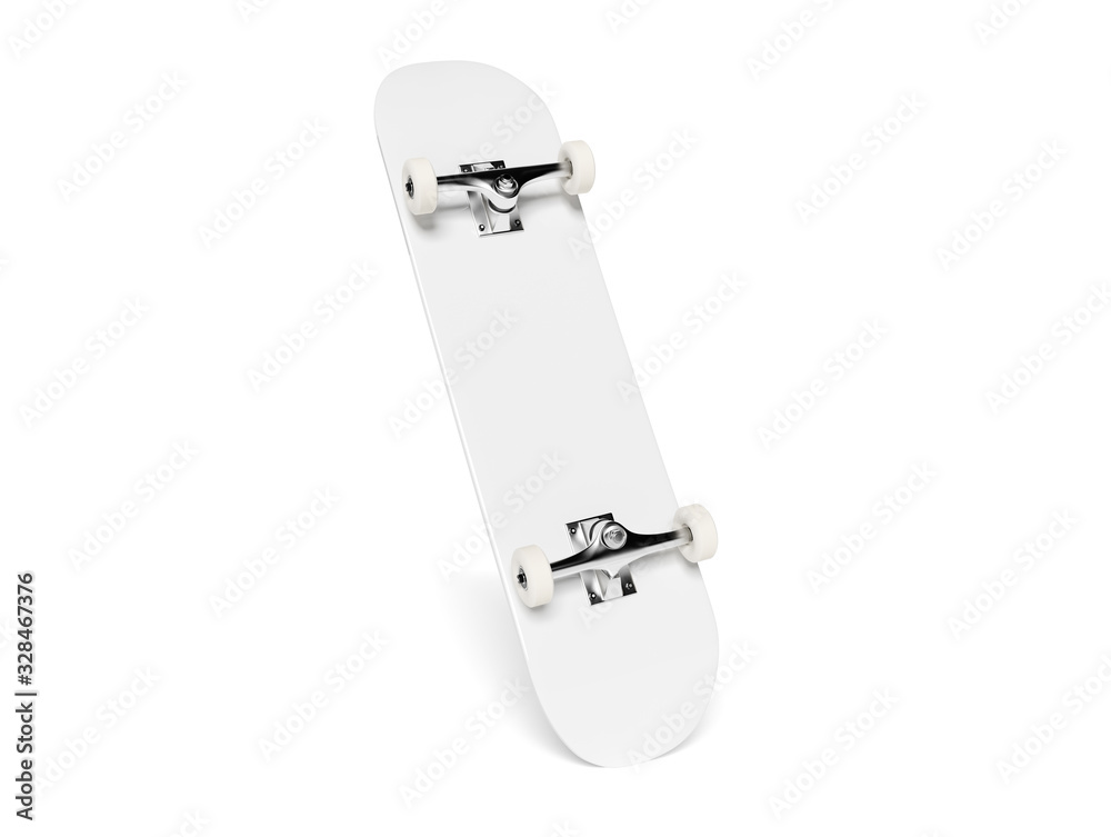 Skateboard isolated on white mockup 3D rendering