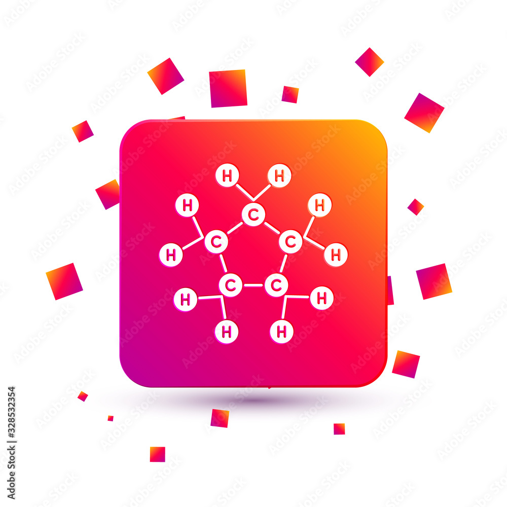 白色背景上分离的白色分子油图标。化学中分子的结构。正方形co