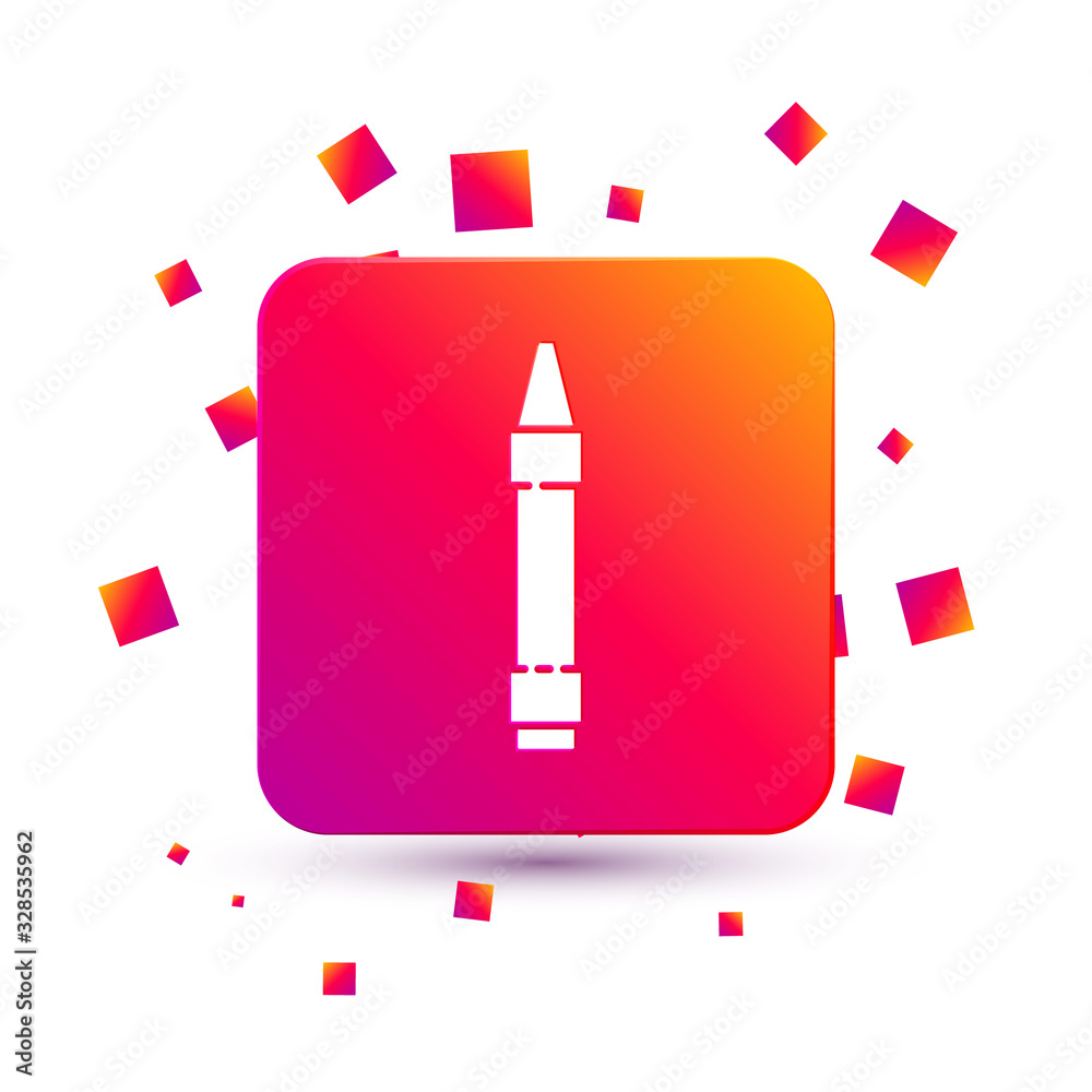 White Wax crayons for drawing icon isolated on white background. Square color button. Vector Illustr