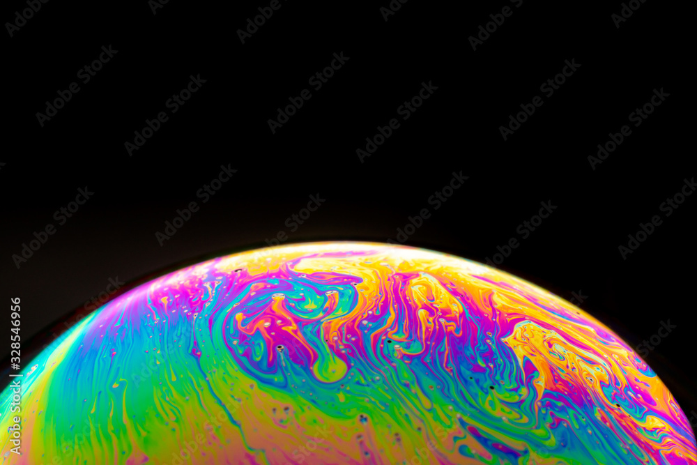 colorful soap Bubble Ball with black background	