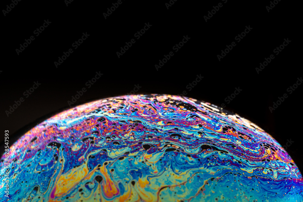 colorful soap Bubble Ball with black background	