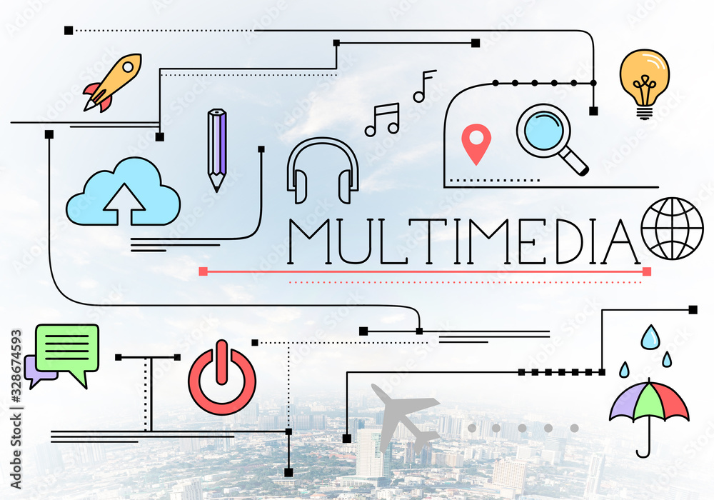 Multimedia content linear sketch with media signs