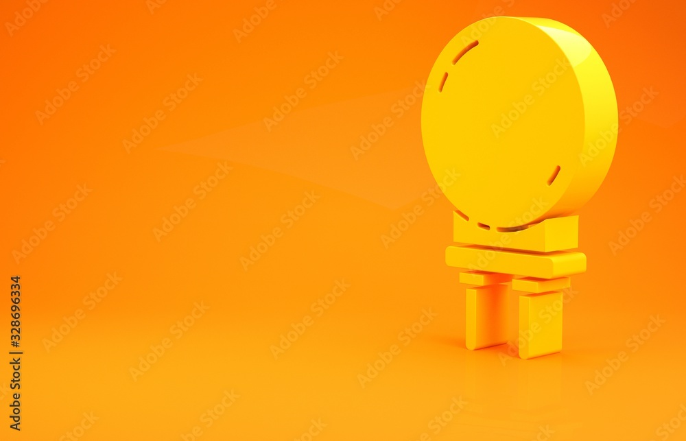 Yellow Light emitting diode icon isolated on orange background. Semiconductor diode electrical compo