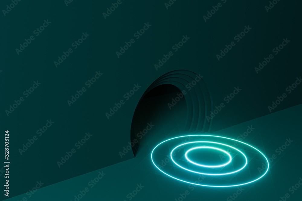 Circle background material,cartoon room,3d rendering.