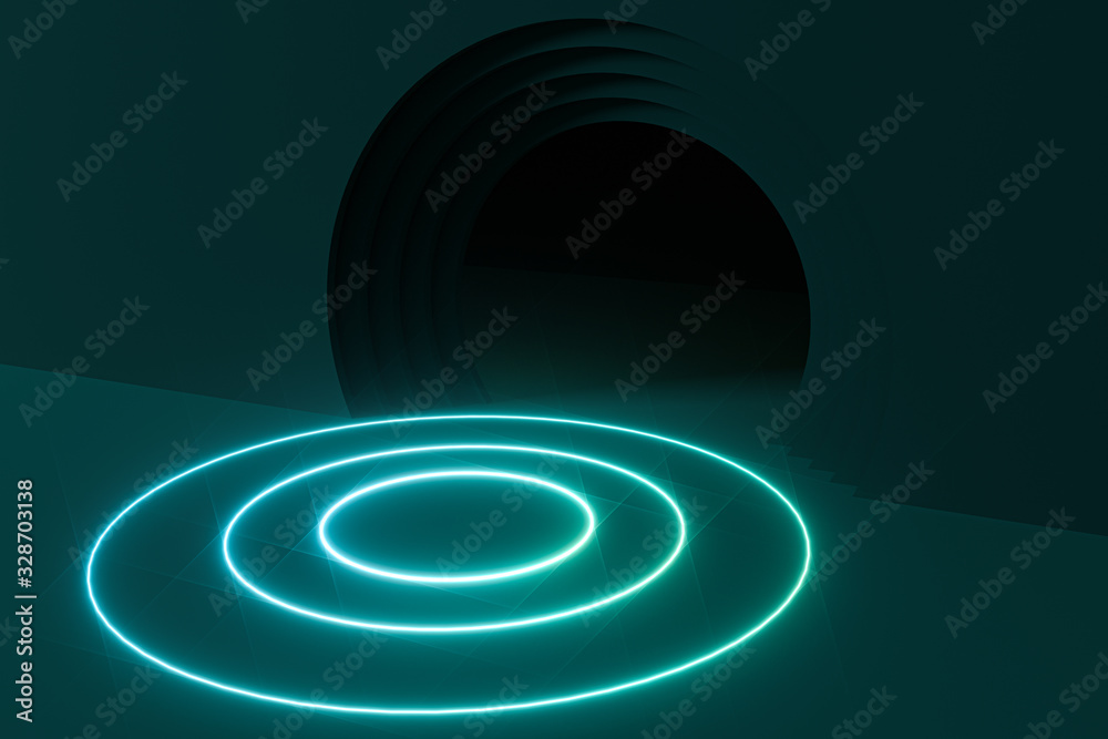 Circle background material,cartoon room,3d rendering.