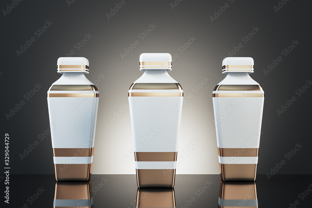 Three glass elegant perfume flacon