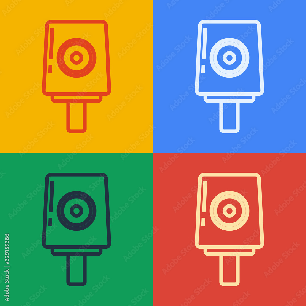 Pop art line Spray can nozzle cap icon isolated on color background. Vector Illustration