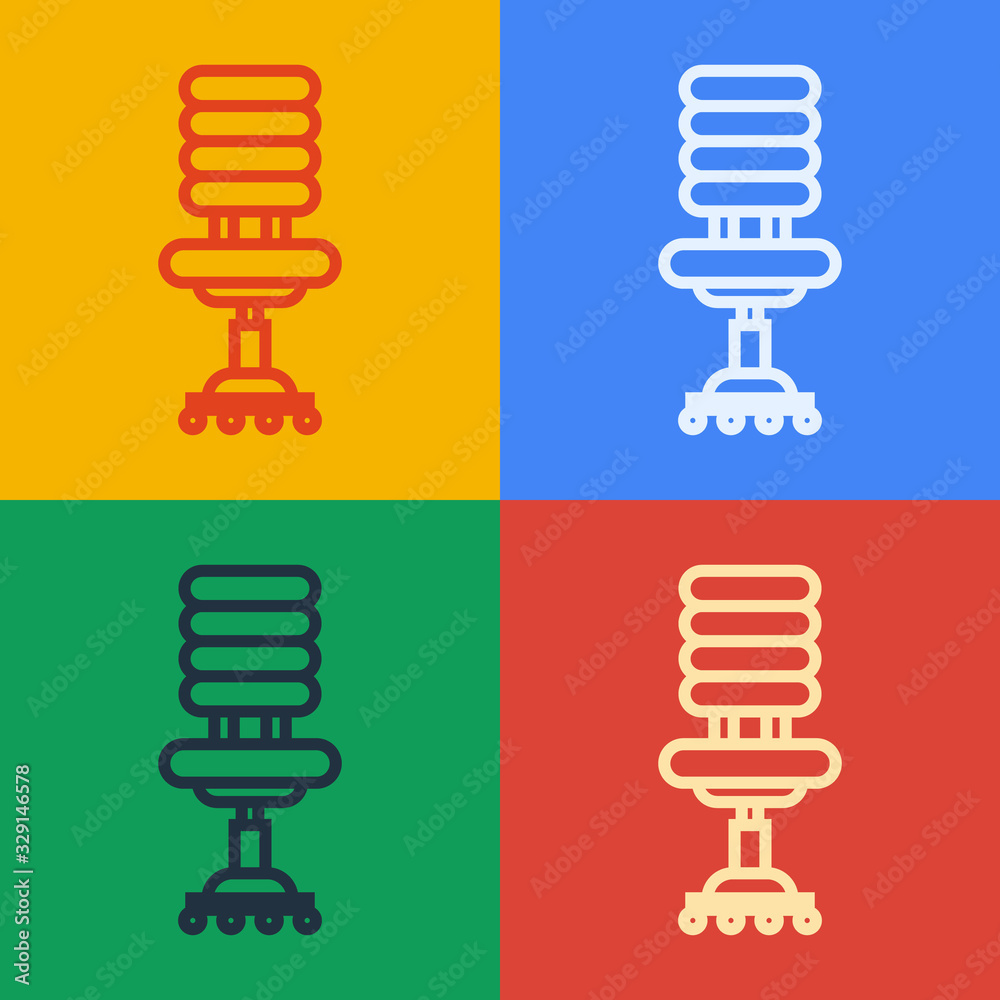 Pop art line Office chair icon isolated on color background. Vector Illustration