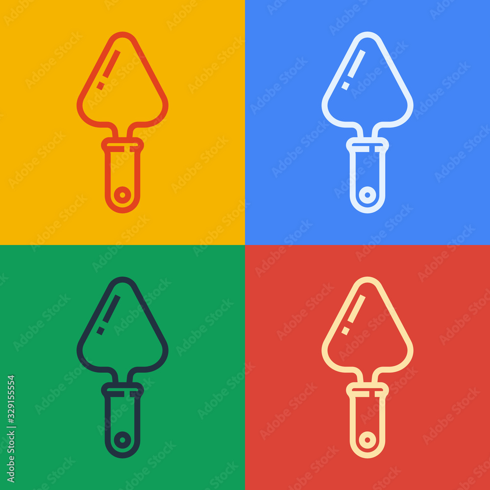 Pop art line Trowel icon isolated on color background. Vector Illustration