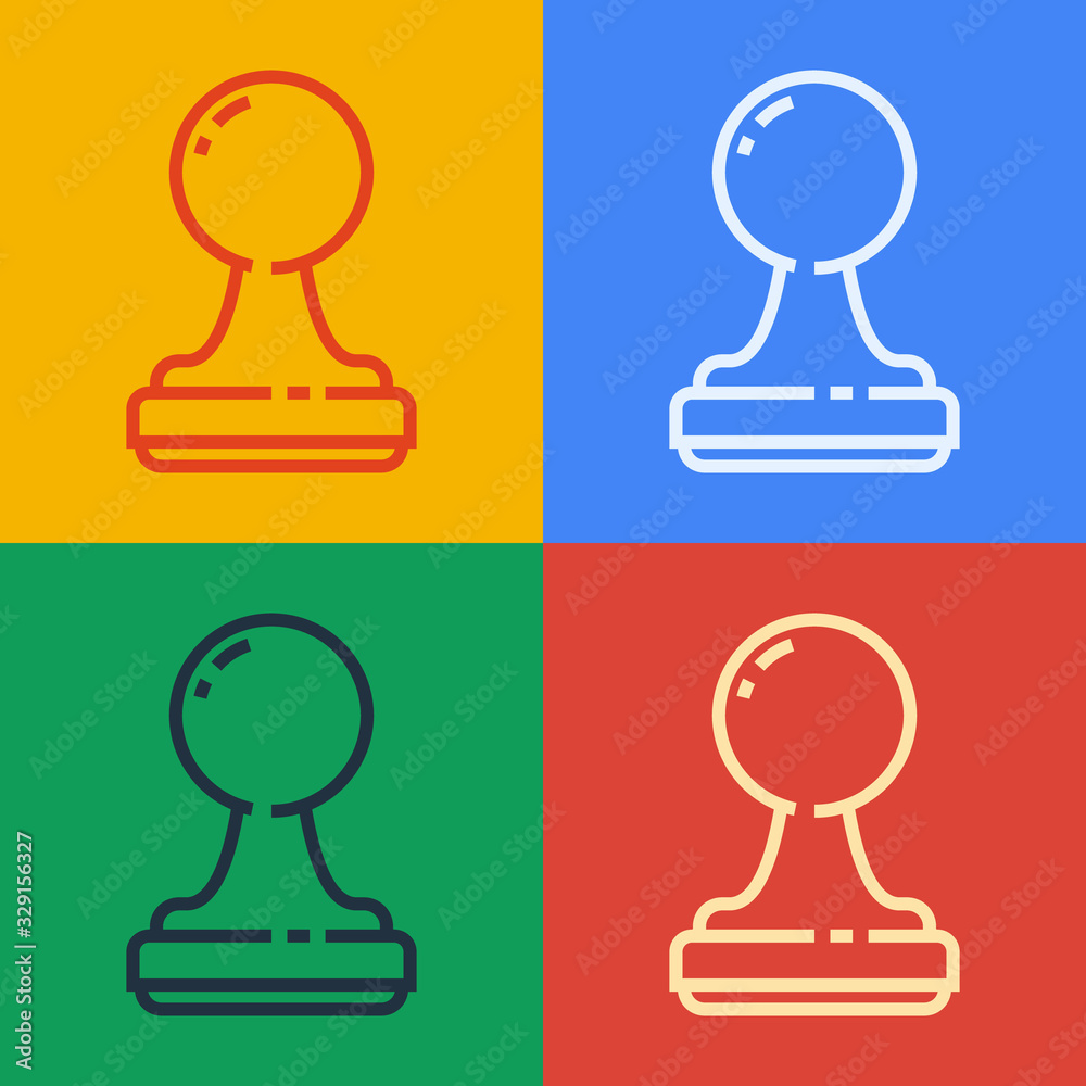 Pop art line Stamp icon isolated on color background. Vector Illustration