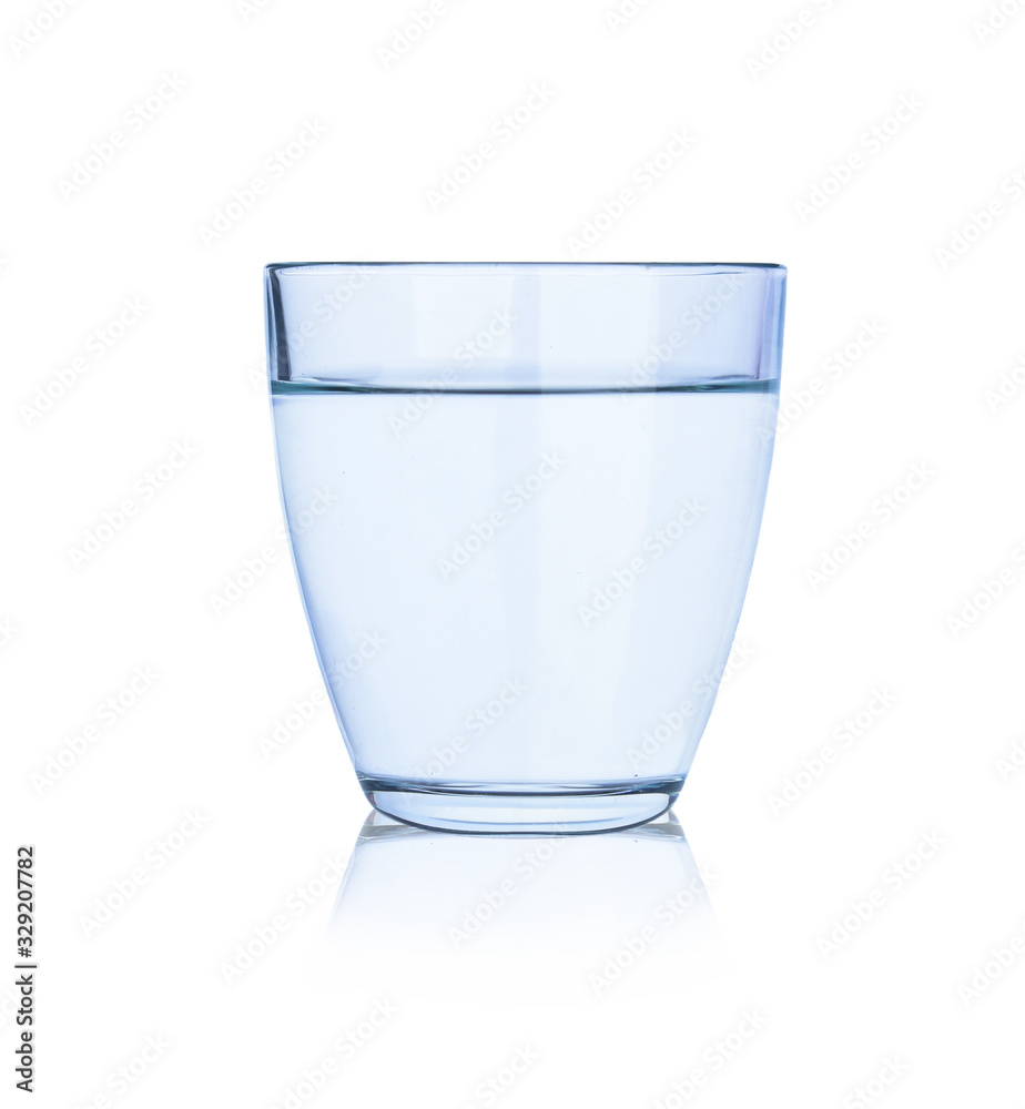 Glass of fresh water on white background