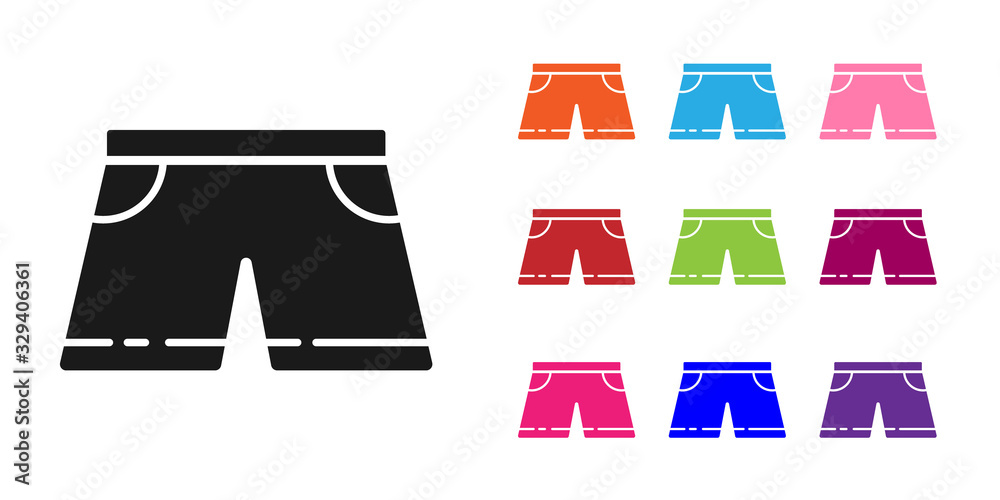 Black Swimming trunks icon isolated on white background. Set icons colorful. Vector Illustration