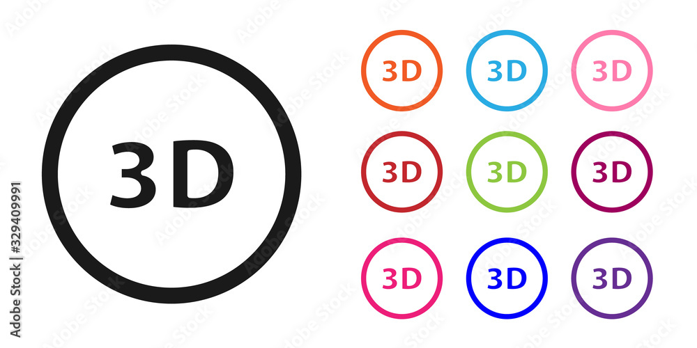 黑色3D单词图标隔离在白色背景上。将图标设置为彩色。矢量插图