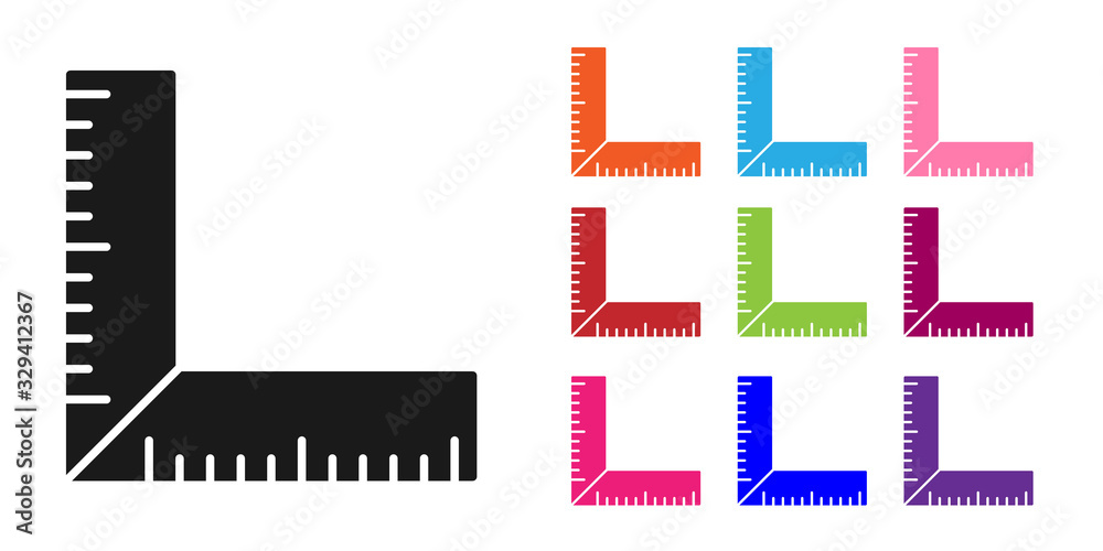 黑色角尺图标隔离在白色背景上。Setsquare，角尺，木工，测量u