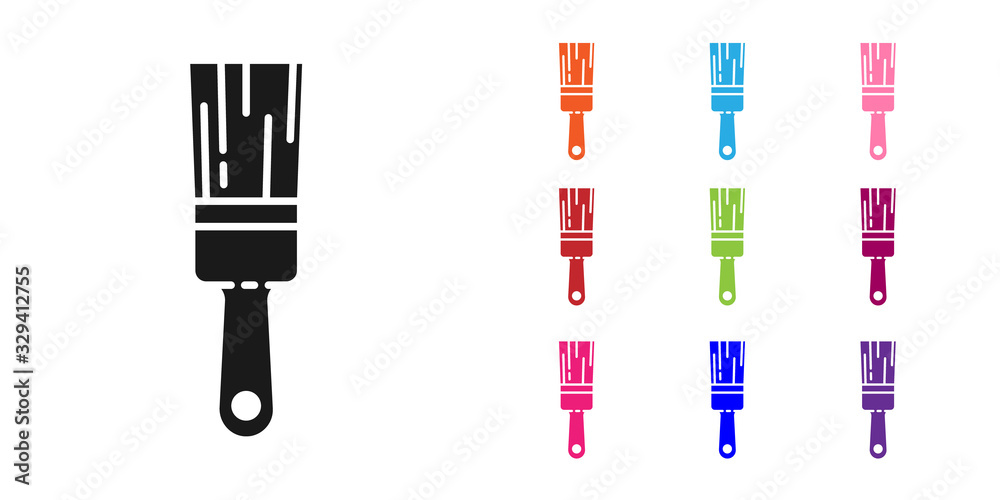 黑色画笔图标隔离在白色背景上。将图标设置为彩色。矢量插图
