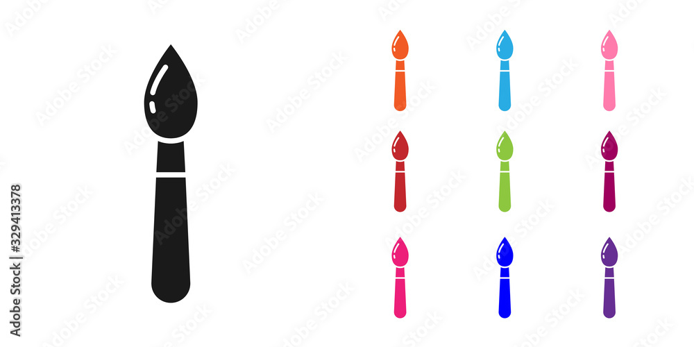 Black Paint brush icon isolated on white background. Set icons colorful. Vector Illustration