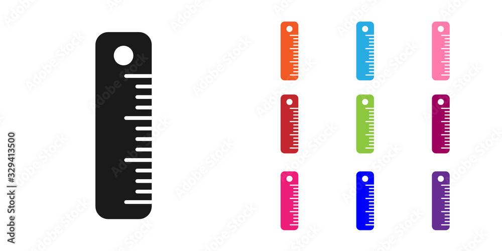 黑色标尺图标隔离在白色背景上。斜视符号。将图标设置为彩色。矢量照明