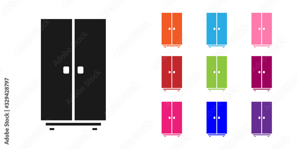 Black Wardrobe icon isolated on white background. Set icons colorful. Vector Illustration