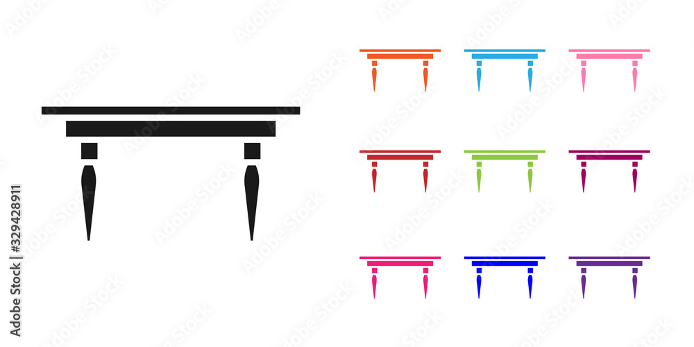 白色背景上隔离的黑色木桌图标。将图标设置为彩色。矢量插图