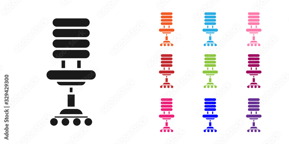 白色背景上隔离的黑色办公椅图标。将图标设置为彩色。矢量插图