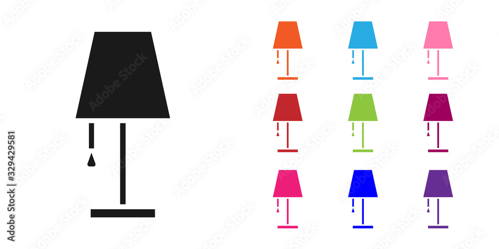 Black Table lamp icon isolated on white background. Set icons colorful. Vector Illustration