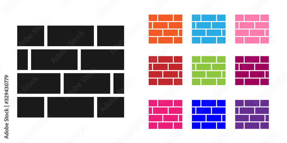 黑色砖块图标隔离在白色背景上。将图标设置为彩色。矢量插图