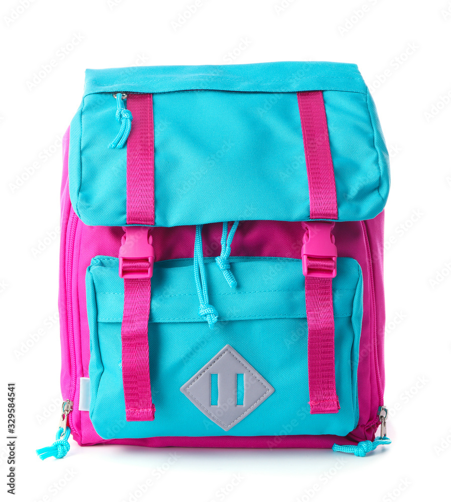 School backpack on white background