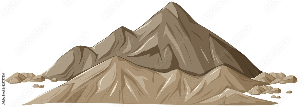 Big mountains and rocks on white background