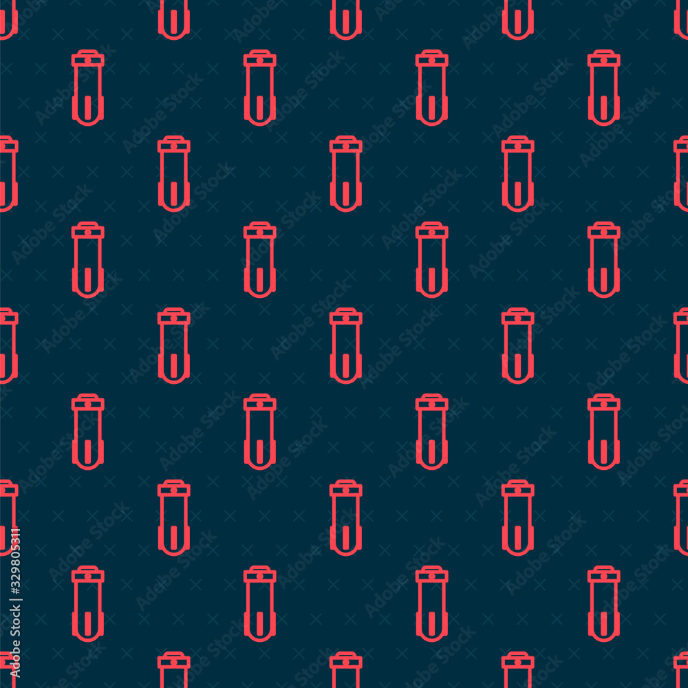 Red line Water filter icon isolated seamless pattern on black background. System for filtration of w