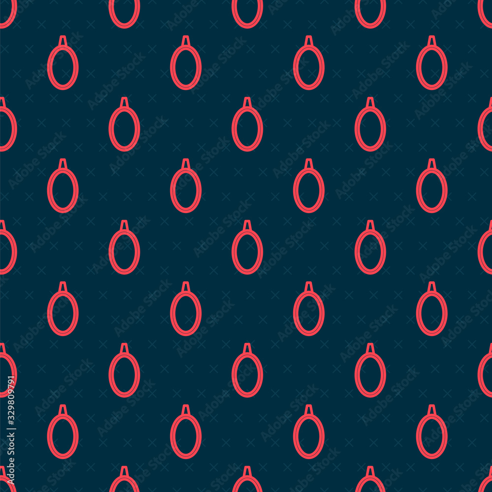 Red line Mirror icon isolated seamless pattern on black background. Vector Illustration