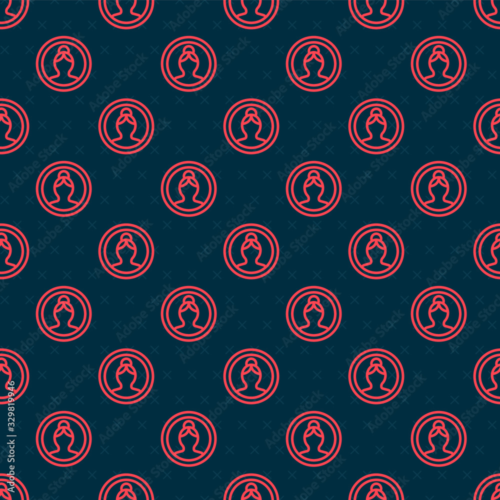 Red line Create account screen icon isolated seamless pattern on black background. Vector Illustrati