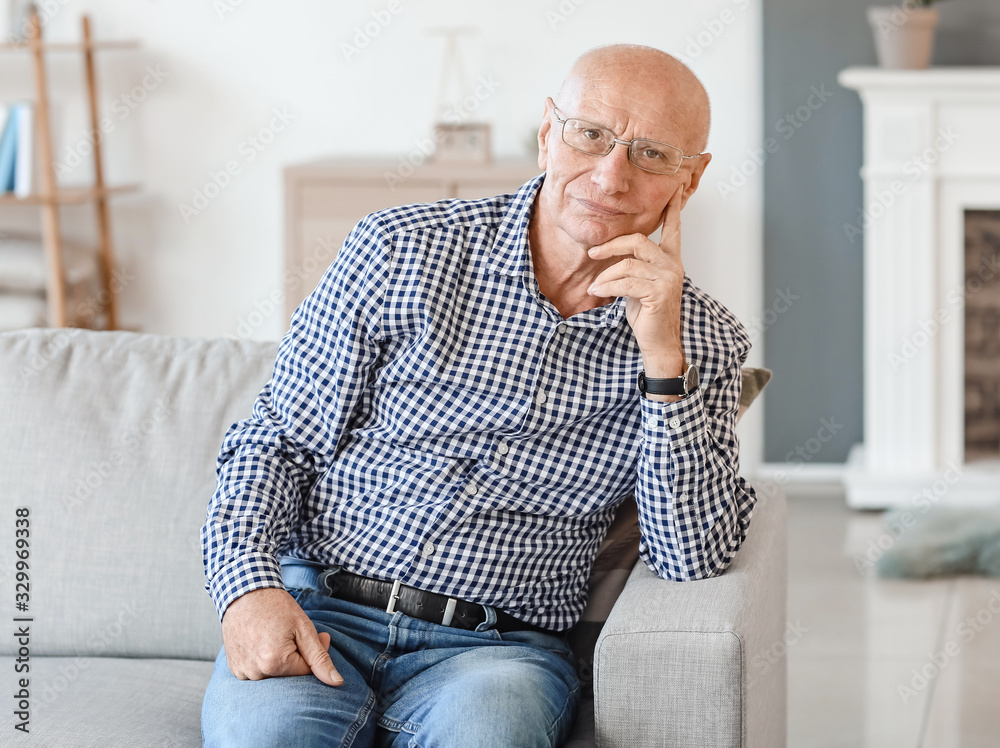 Portrait of elderly man at home