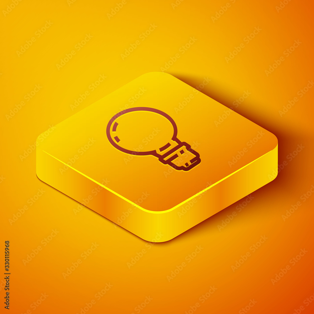 Isometric line Light bulb with concept of idea icon isolated on orange background. Energy and idea s