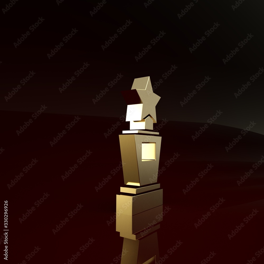 Gold Award cup icon isolated on brown background. Winner trophy symbol. Championship or competition 