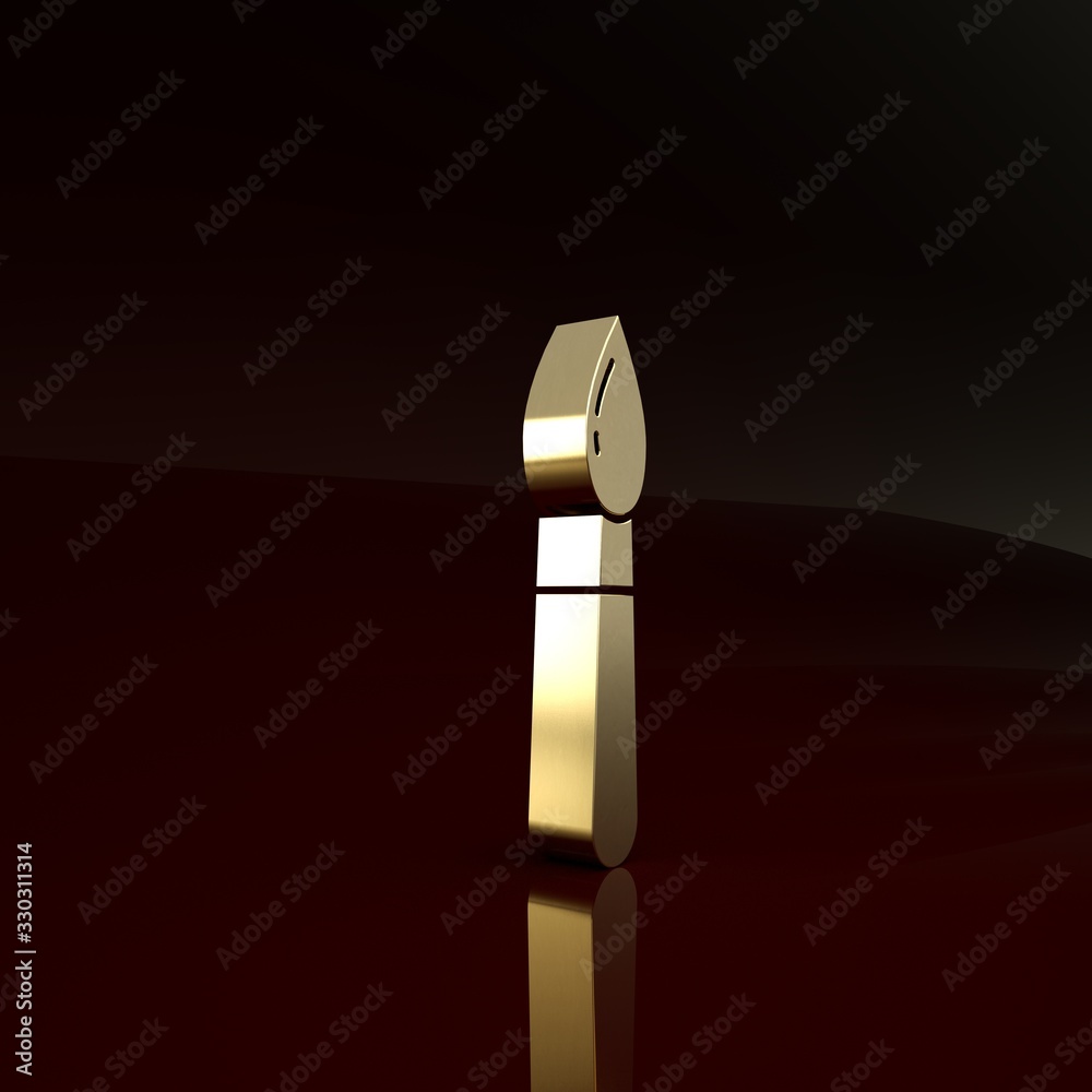 Gold Paint brush icon isolated on brown background. Minimalism concept. 3d illustration 3D render