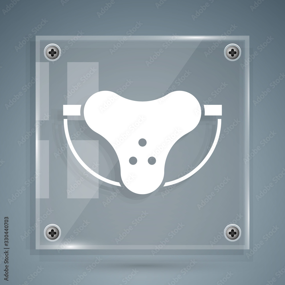 White Protective sport jockstrap icon isolated on grey background. Square glass panels. Vector Illus