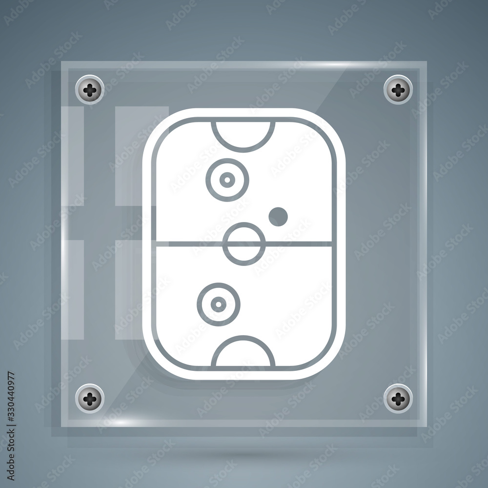 White Air hockey table icon isolated on grey background. Square glass panels. Vector Illustration