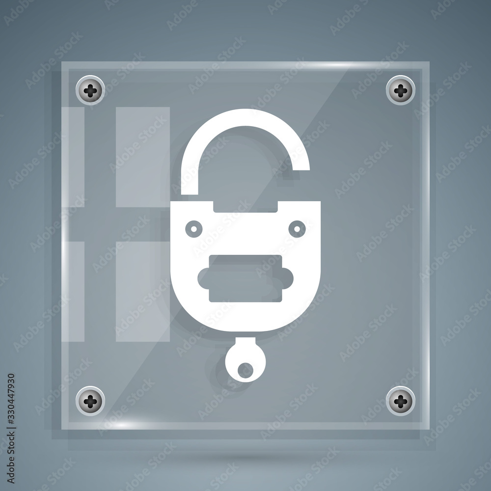 White Lock and key icon isolated on grey background. Padlock sign. Security, safety, protection, pri