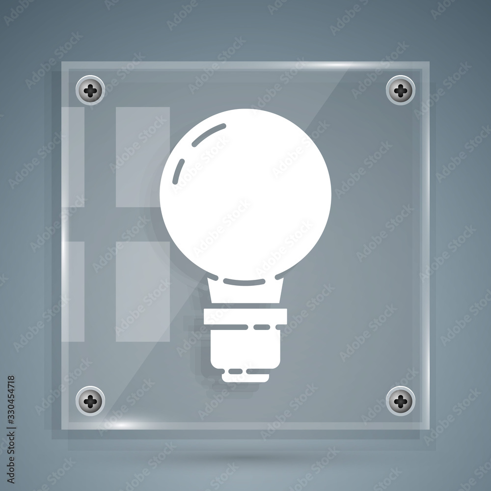 White Light bulb with concept of idea icon isolated on grey background. Energy and idea symbol. Insp