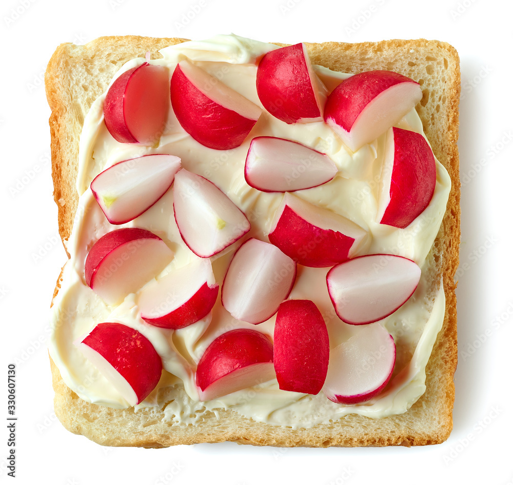 toasted bread with fresh radish