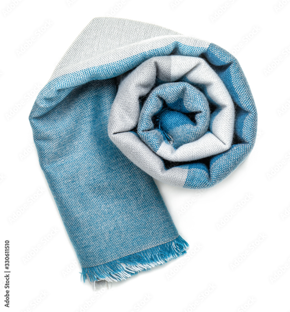 Beautiful scarf on white background